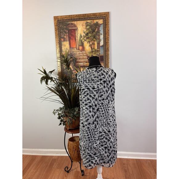 Adressing Woman Dress M Sleeveless Lined Zipper Back Overlay Shift Avant Garde - Picture 5 of 13